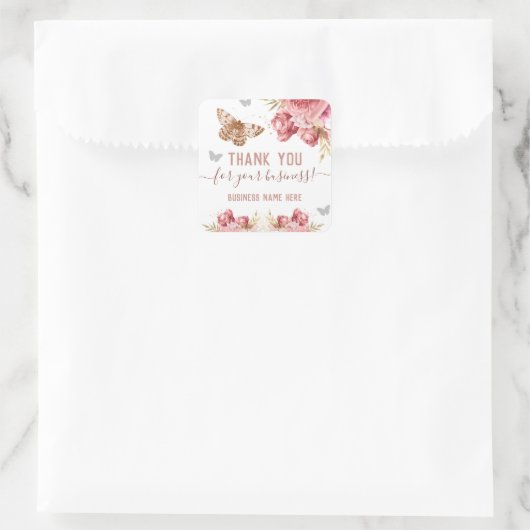 フローラ蝶ピンクサンキュービジネス スクエアシール (バッグ)