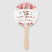 フローラ蝶ピンクハッピー15誕生日ハンドF ハンドファン (正面)