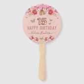 フローラ蝶ピンクハッピー15誕生日 ハンドファン (正面)