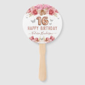 フローラ蝶ピンクハッピー16誕生日ハンドF ハンドファン (正面)
