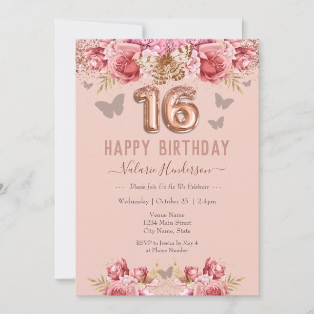 フローラ蝶ピンクハッピー16誕生日 (正面)