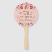 フローラ蝶ピンクハッピー21歳の誕生日 ハンドファン (正面)