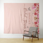 フローラ蝶ピンクブライダルシャワータペストリー タペストリー (インサイチュ(横))