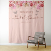 フローラ蝶ピンクブライダルシャワータペストリー タペストリー (インサイチュ)