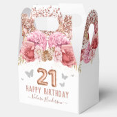 フローラ蝶ピンク幸せ21歳の誕生日のお願い フェイバーボックス (オープン)