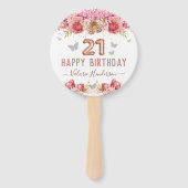 フローラ蝶ピンク幸せ21st誕生日ハンドF ハンドファン (正面)