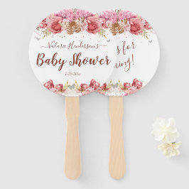 フローラ蝶ピンク赤ちゃんシャワー ハンドファン