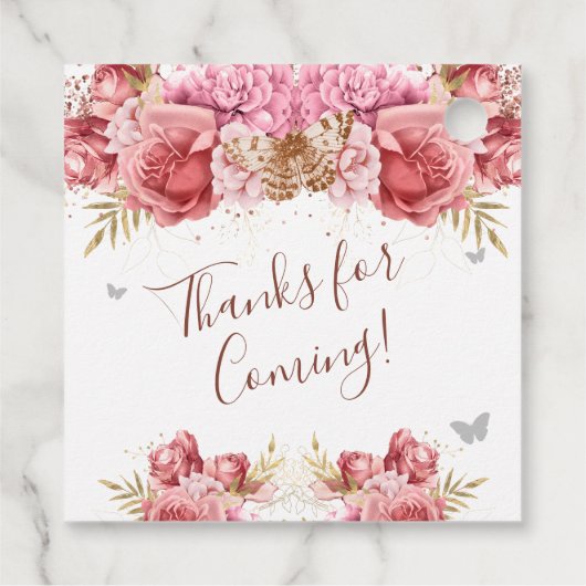 フローラ蝶ピンク赤ちゃんシャワー フェイバータグ (裏面)