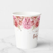 フローラ蝶ピンク赤ちゃんシャワー 紙コップ (右)