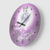 フローラ蝶ファンタジー紫 ラージ壁時計 (傾斜)
