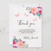 フローラ蝶ベビーシャワーサンキューカードガール 招待状 (正面)