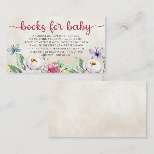 フローラ蝶ベビーシャワー予約リクエスト エンクロージャーカード (正面/裏面)