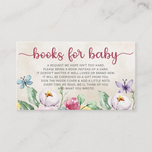 フローラ蝶ベビーシャワー予約リクエスト エンクロージャーカード (正面)