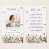 フローラ蝶メモリアル葬儀祈りの言葉カード (正面&裏面)