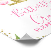 フローラ蝶金ゴールドグリッター1st誕生日サイン ポスター (角)