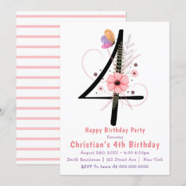 フローラ蝶4th誕生日招待状