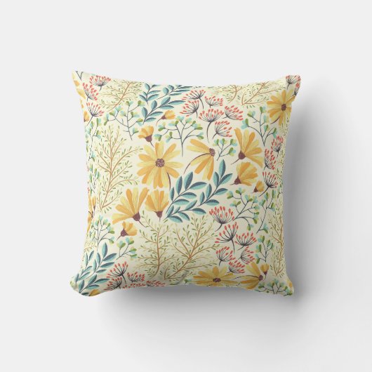 フローラ表面パターン – スタイリッシュ抽象芸術壁紙 クッション (正面)