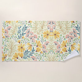 フローラ表面パターン – スタイリッシュ抽象芸術壁紙 ビーチタオル