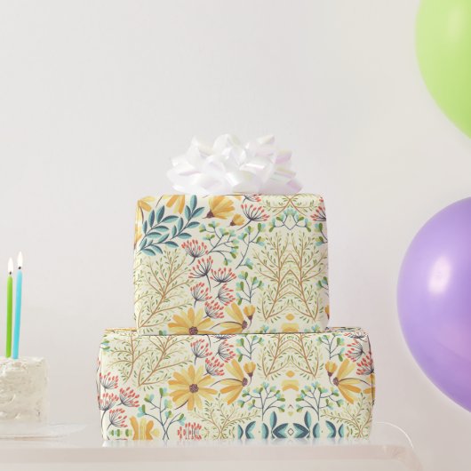 フローラ表面パターン – スタイリッシュ抽象芸術壁紙 ラッピングペーパー (パーティーギフト)