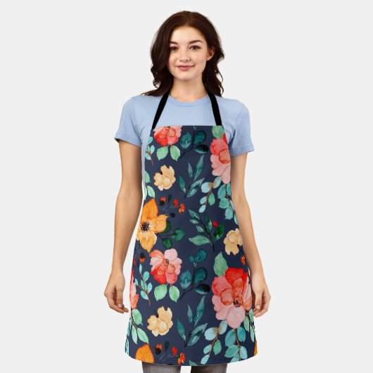 フローラ表面パターン – ファッション装飾春 エプロン (着用した状態)