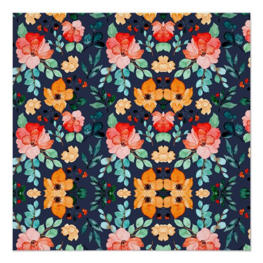 フローラ表面パターン – ファッション装飾春 ポスター (正面)