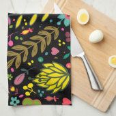 フローラ表面模様スタイリッシュ – 花壁紙 キッチンタオル (四つ折り)