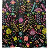 フローラ表面模様スタイリッシュ – 花壁紙 シャワーカーテン (正面)