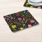 フローラ表面模様スタイリッシュ – 花壁紙 スクエアペーパーコースター (アングル)