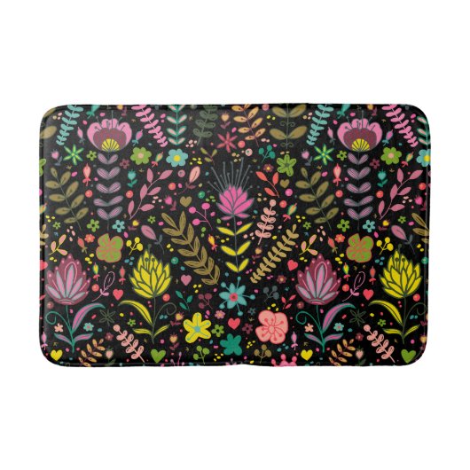 フローラ表面模様スタイリッシュ – 花壁紙 バスマット (正面)