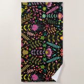 フローラ表面模様スタイリッシュ – 花壁紙 ビーチタオル (正面)