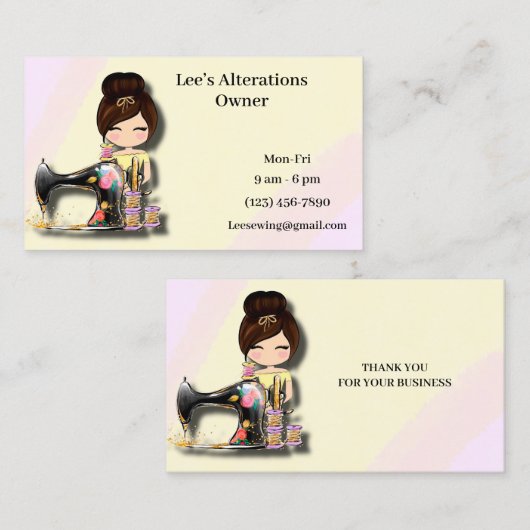 フローラ裁縫機女 名刺 (正面/裏面)