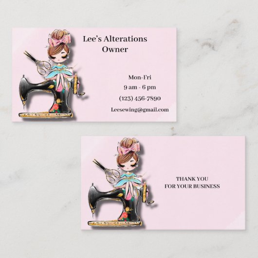 フローラ裁縫機女 名刺 (正面/裏面)
