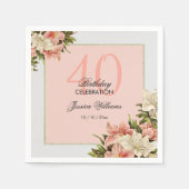 フローラ装飾フェミニン誕生日 スタンダードカクテルナプキン (正面)