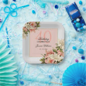 フローラ装飾フェミニン誕生日 ペーパープレート (パーティー)