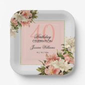 フローラ装飾フェミニン誕生日 ペーパープレート (正面)