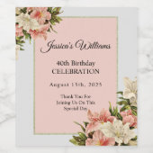 フローラ装飾フェミニン誕生日 ワインラベル (シングルラベル)