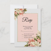 フローラ装飾フェミニン誕生日 出欠カード (正面)