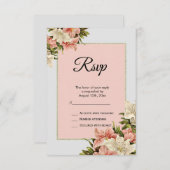 フローラ装飾フェミニン誕生日 出欠カード (正面/裏面)