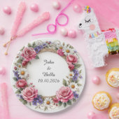 フローラ装飾リース ペーパープレート (パーティー)