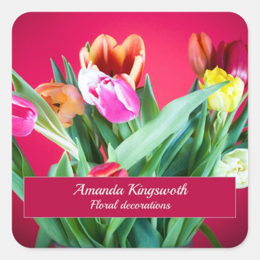 フローラ装飾事業とカスタマイズ可能文字 スクエアシール (正面)
