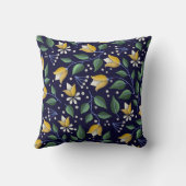 フローラ装飾用クッションイン深いブルーとイエロー クッション (裏面)