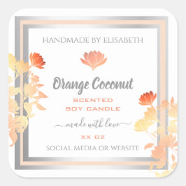 フローラ製品のパッケージラベル（白とオレンジ） スクエアシール