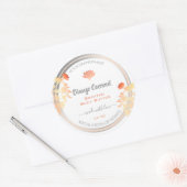 フローラ製品のパッケージラベル(白とオレンジ) ラウンドシール (封筒)