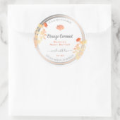 フローラ製品のパッケージラベル(白とオレンジ) ラウンドシール (バッグ)