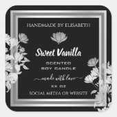 フローラ製品のパッケージラベル(白黒) スクエアシール (正面)