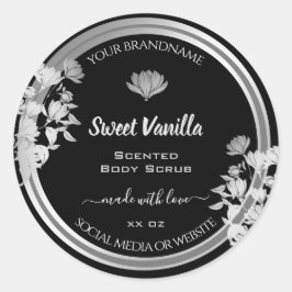 フローラ製品のパッケージラベル（白黒） ラウンドシール