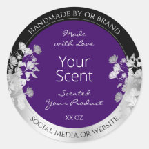 フローラ製品の包装ラベル紫と銀