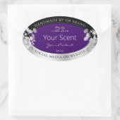 フローラ製品の包装ラベル紫と銀 楕円形シール (バッグ)