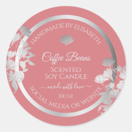 フローラ製品の包装ラベル銀とピンク ラウンドシール