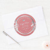 フローラ製品の包装ラベル銀とピンク ラウンドシール (封筒)